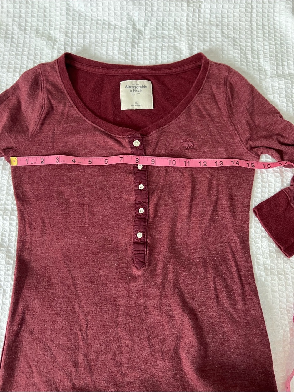 Vintage Y2K Abercrombie & Fitch Burgundy
Henley top - Picture 8 of 8